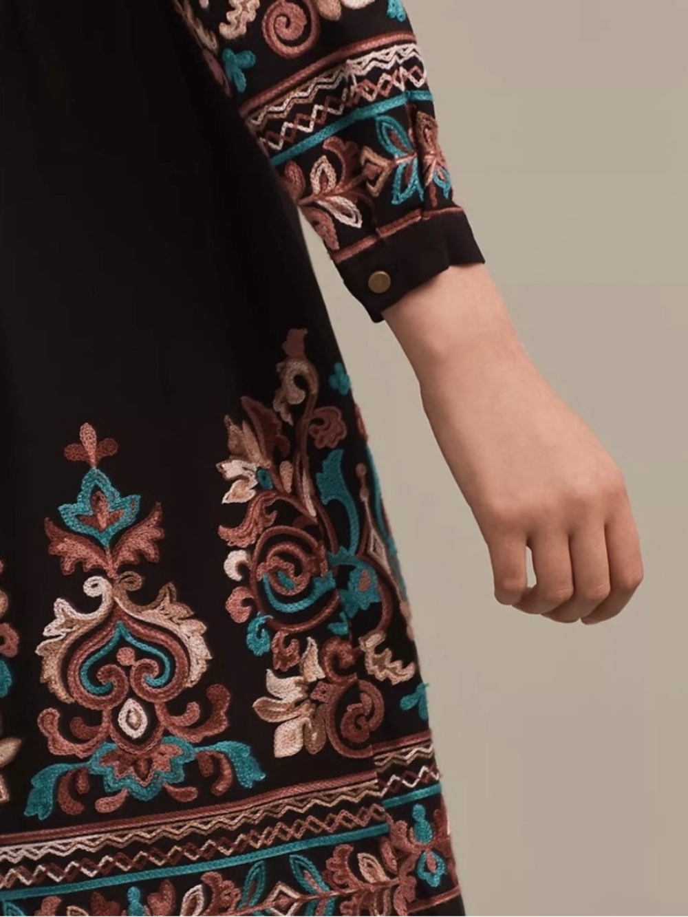 Anthropologie Floreat Embroidered Boho Black Dress Medium - Picture 2 of 8